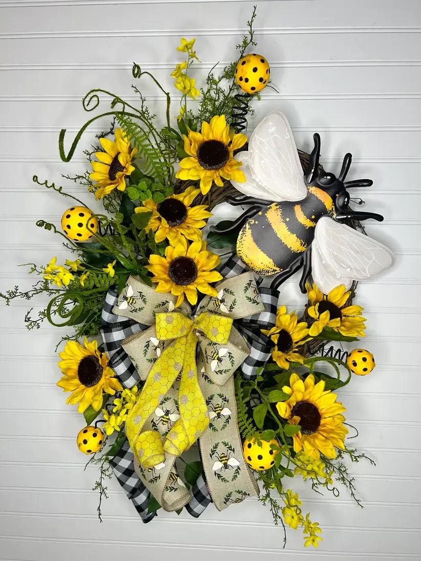 Sunflower Bee Wreath