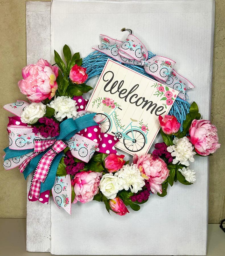 Welcome Bicycle Wreath